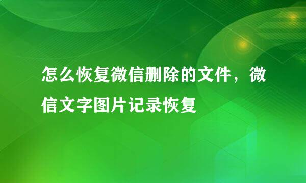 怎么恢复微信删除的文件，微信文字图片记录恢复