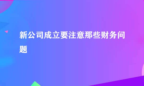 新公司成立要注意那些财务问题