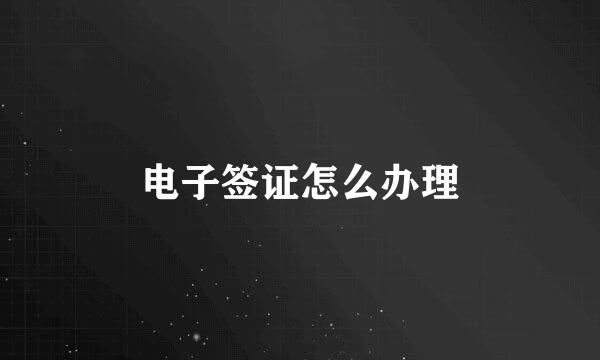 电子签证怎么办理