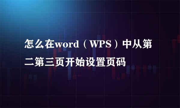 怎么在word（WPS）中从第二第三页开始设置页码