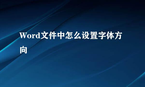 Word文件中怎么设置字体方向