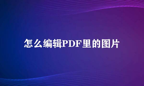 怎么编辑PDF里的图片