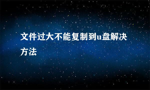文件过大不能复制到u盘解决方法