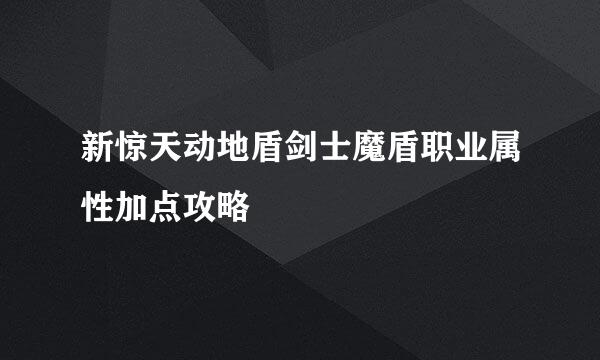 新惊天动地盾剑士魔盾职业属性加点攻略