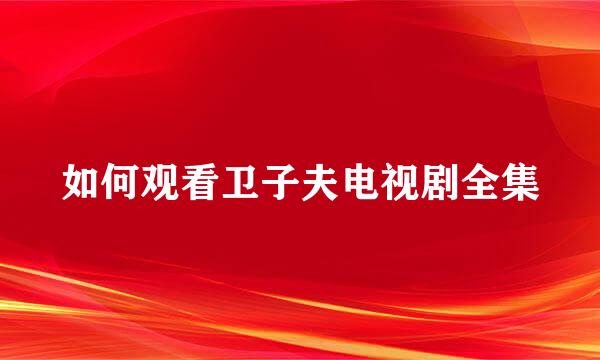 如何观看卫子夫电视剧全集