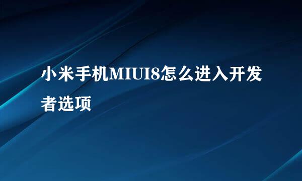 小米手机MIUI8怎么进入开发者选项