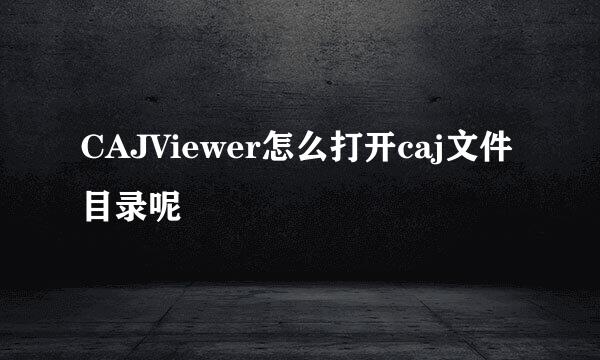 CAJViewer怎么打开caj文件目录呢