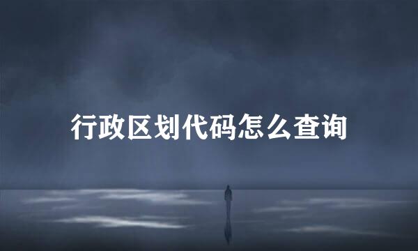 行政区划代码怎么查询