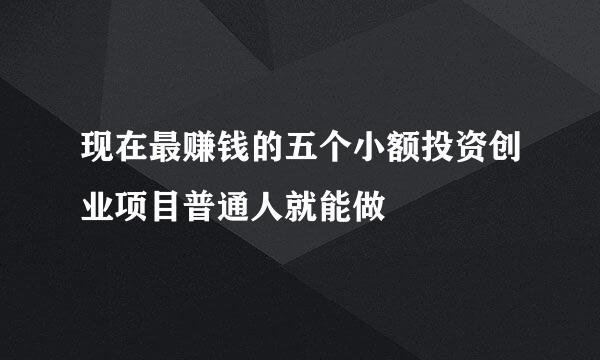 现在最赚钱的五个小额投资创业项目普通人就能做
