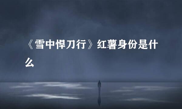 《雪中悍刀行》红薯身份是什么