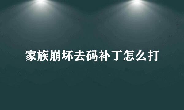 家族崩坏去码补丁怎么打