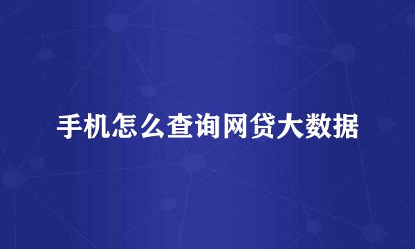 手机怎么查询网贷大数据