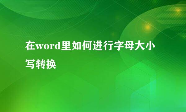 在word里如何进行字母大小写转换