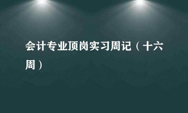 会计专业顶岗实习周记（十六周）