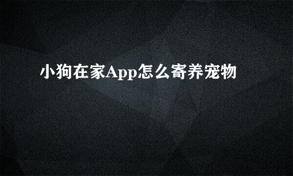 小狗在家App怎么寄养宠物