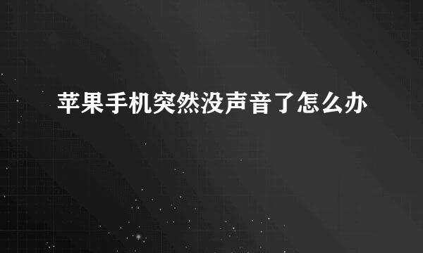 苹果手机突然没声音了怎么办