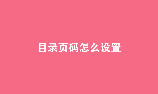 目录页码怎么设置