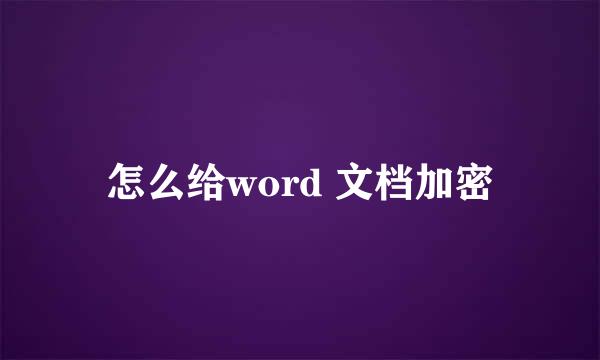 怎么给word 文档加密