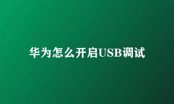 华为怎么开启USB调试