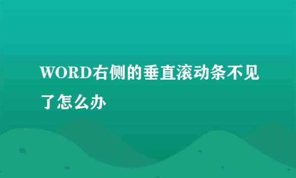 WORD右侧的垂直滚动条不见了怎么办