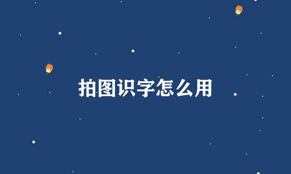 拍图识字怎么用