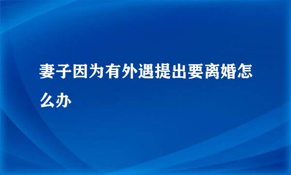 妻子因为有外遇提出要离婚怎么办