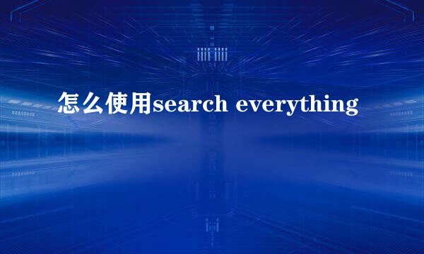 怎么使用search everything