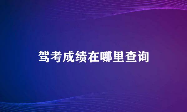 驾考成绩在哪里查询