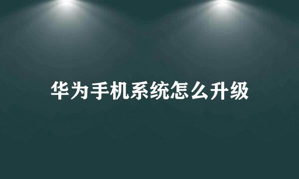 华为手机系统怎么升级