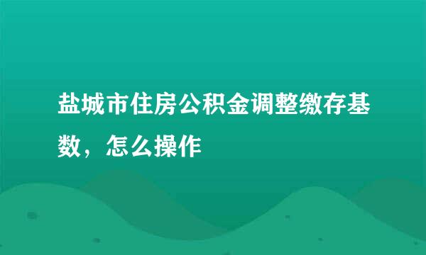 盐城市住房公积金调整缴存基数，怎么操作