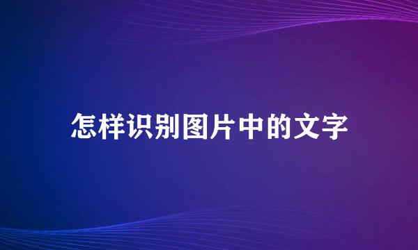怎样识别图片中的文字