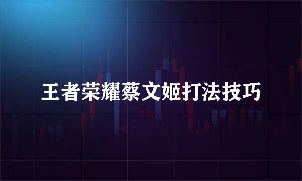 王者荣耀蔡文姬打法技巧