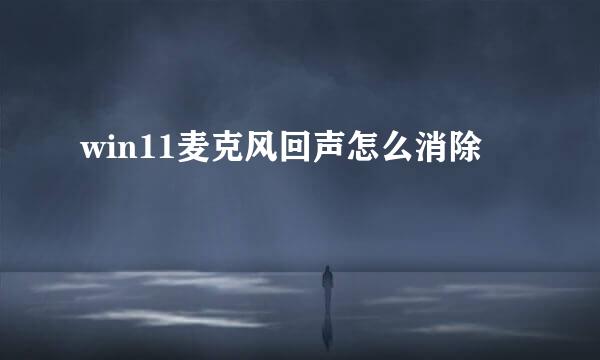 win11麦克风回声怎么消除