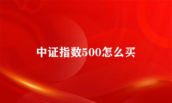 中证指数500怎么买