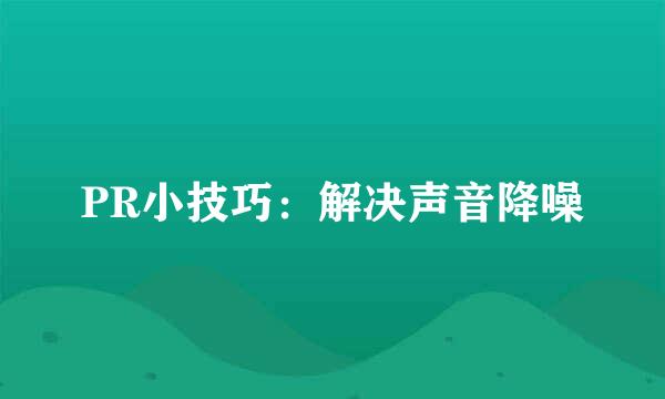 PR小技巧：解决声音降噪
