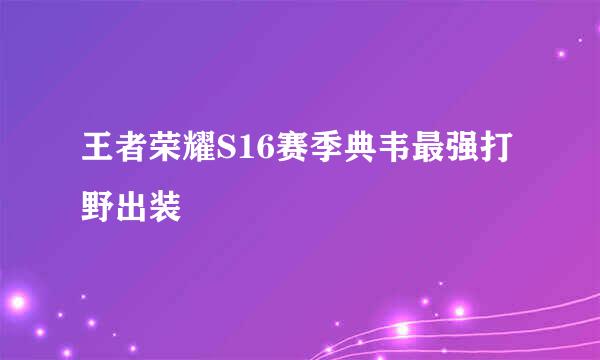 王者荣耀S16赛季典韦最强打野出装