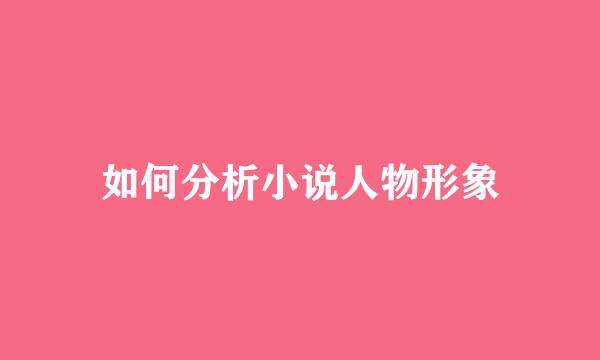 如何分析小说人物形象