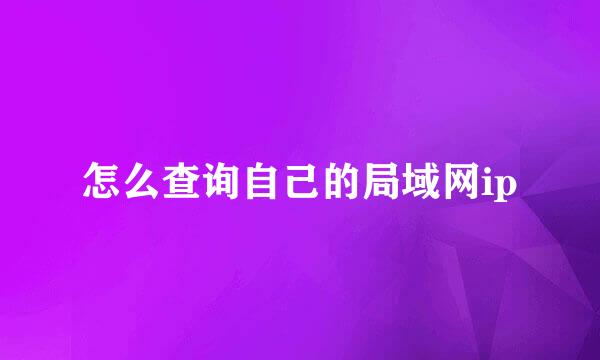 怎么查询自己的局域网ip