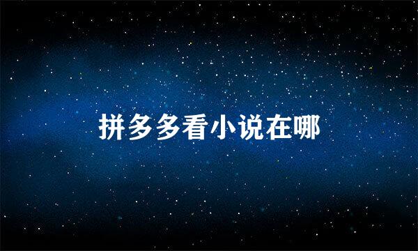 拼多多看小说在哪