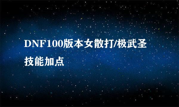 DNF100版本女散打/极武圣技能加点