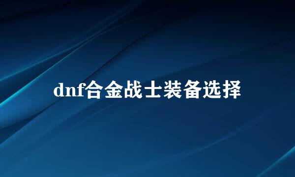 dnf合金战士装备选择