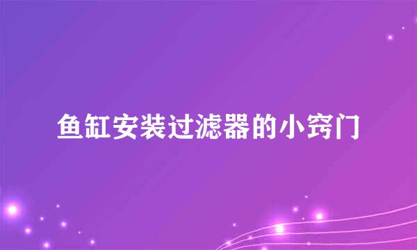鱼缸安装过滤器的小窍门