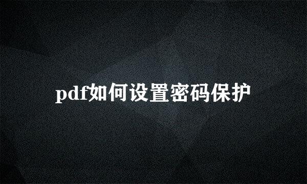 pdf如何设置密码保护