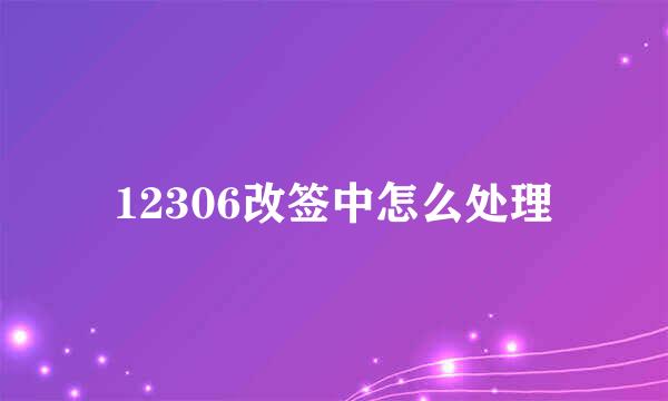12306改签中怎么处理