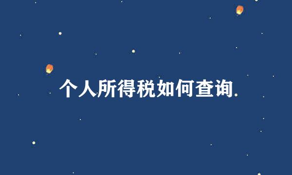 个人所得税如何查询
