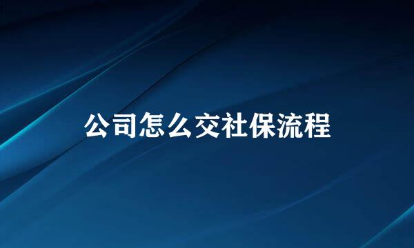公司怎么交社保流程