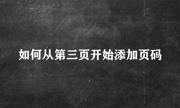 如何从第三页开始添加页码