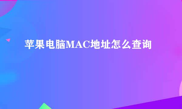 苹果电脑MAC地址怎么查询