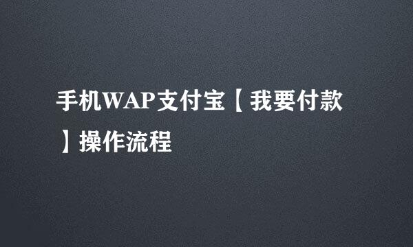 手机WAP支付宝【我要付款】操作流程