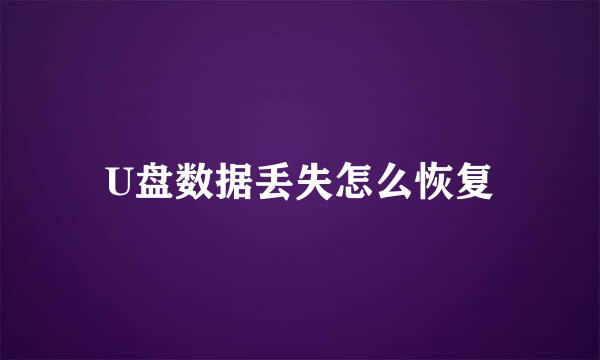 U盘数据丢失怎么恢复